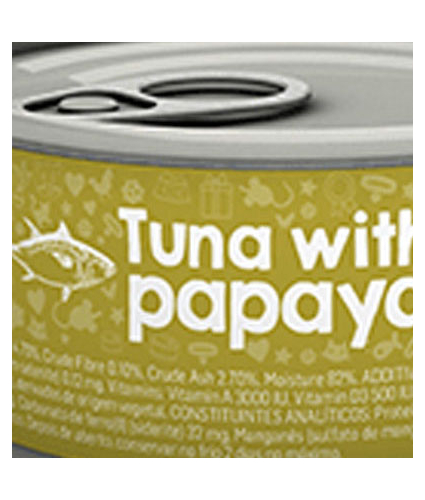 Naturea vådfoder til katte med tun og papaya, køb 6 betal kun for 5 dåser
