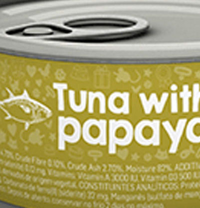 Naturea vådfoder til katte med tun og papaya, køb 6 betal kun for 5 dåser