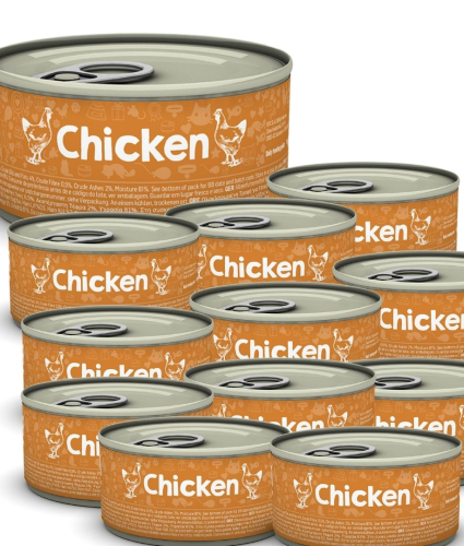 Naturea Chicken vådfoder til katte, køb 12 dåser for 10 dåsers pris