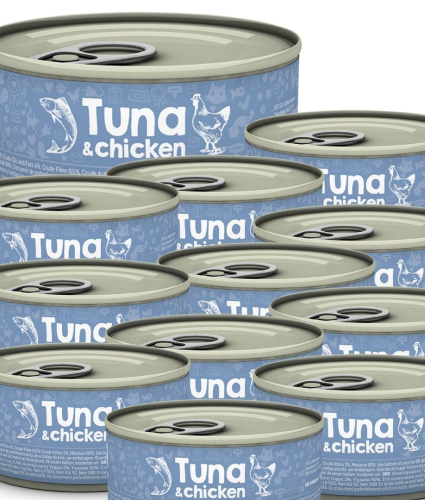 Naturea Tuna & Chicken bådfoder til katte, køb 12 dåser for 10 dåsers pris